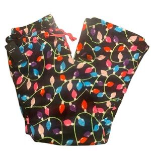 NWT Just Love Pajama Pants Women’s 1X Black Fleece Christmas Lights Holiday Soft